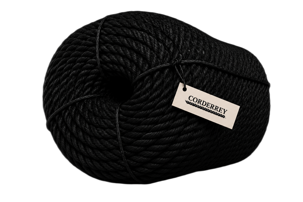 Rollo de Cuerda T2 Premium Negra 3 Cabos con Protección UV – 25 mm (1")