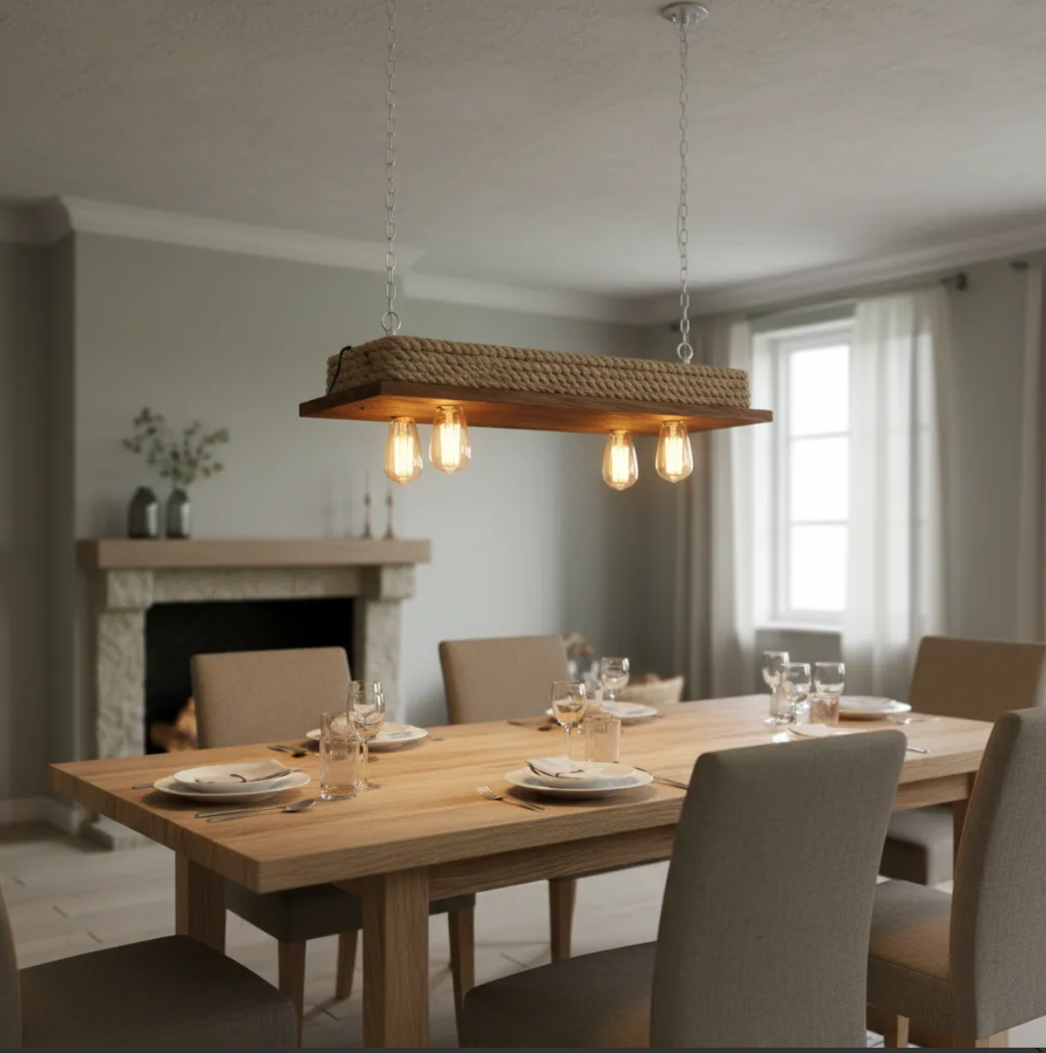 Lámpara Colgante “Andén” – 4 Focos – 80 cm x 30 cm