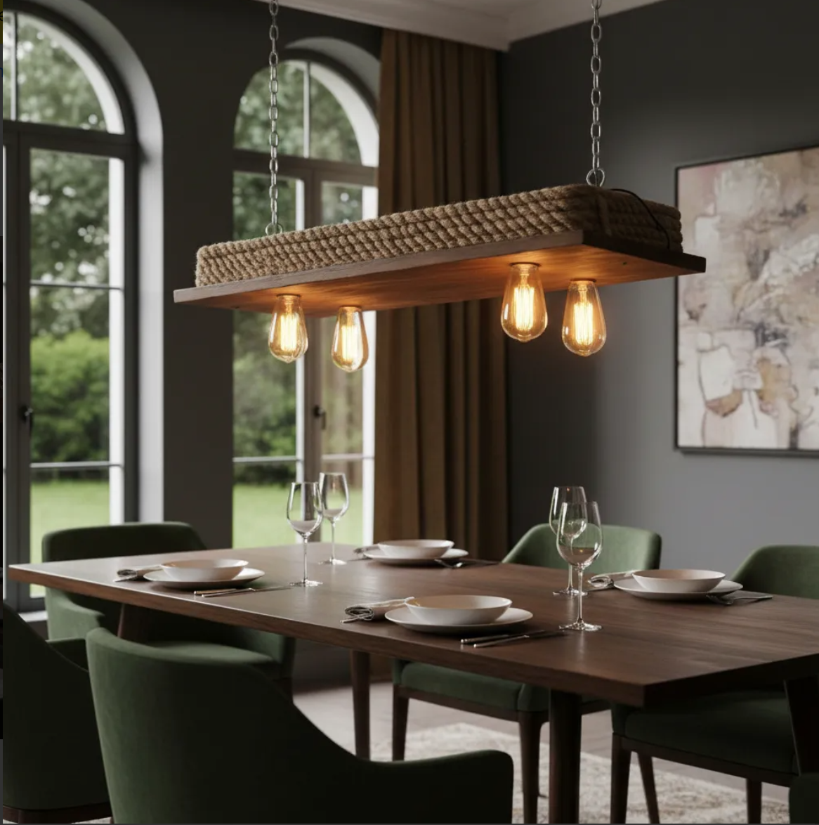 Lámpara Colgante “Andén” – 4 Focos – 80 cm x 30 cm