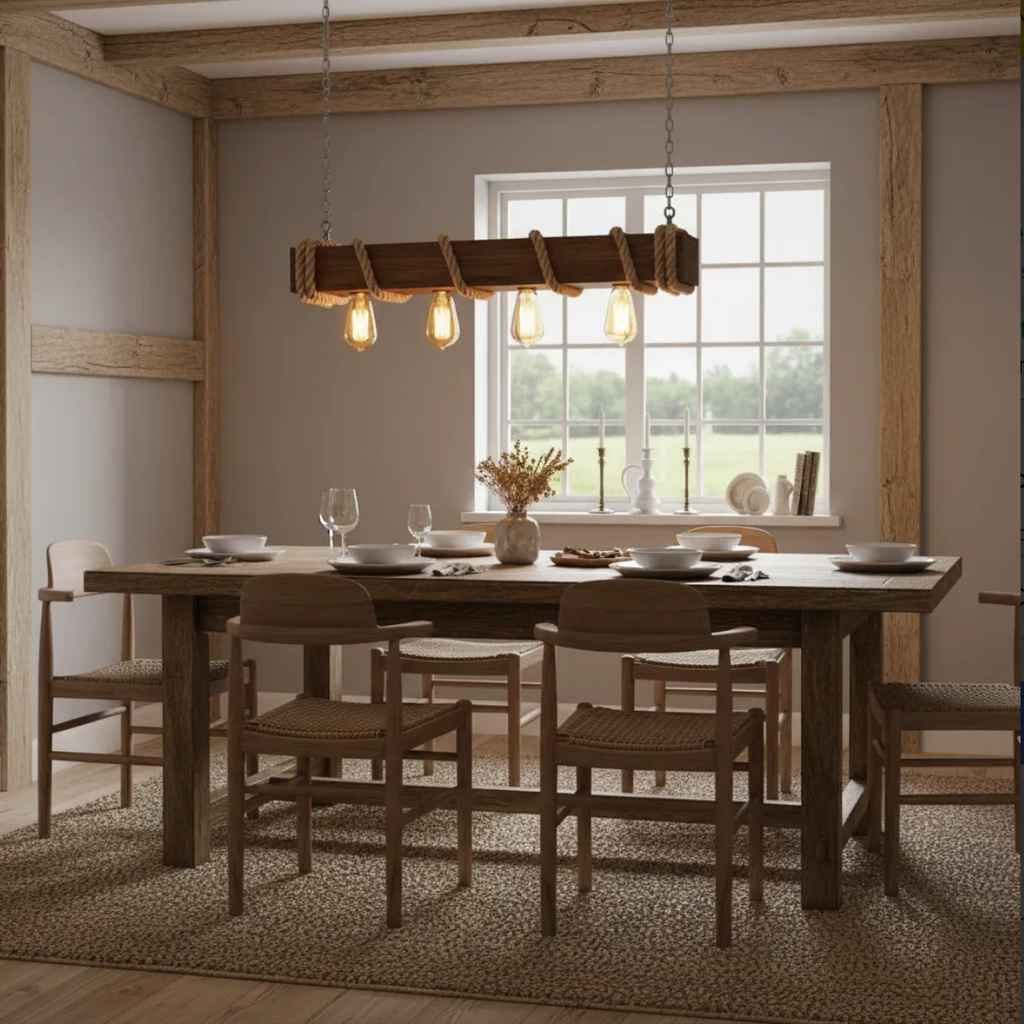 Lámpara Colgante “Luz Costera” – 4 Focos – 80 cm x 25 cm