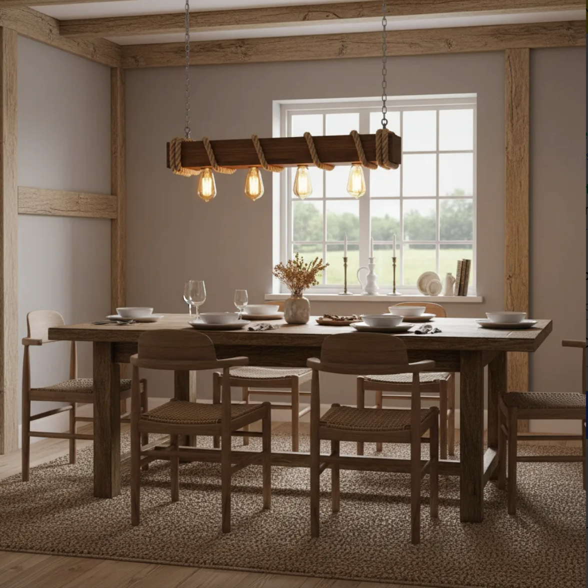 Lámpara Colgante “Luz Costera” – 4 Focos – 80 cm x 25 cm