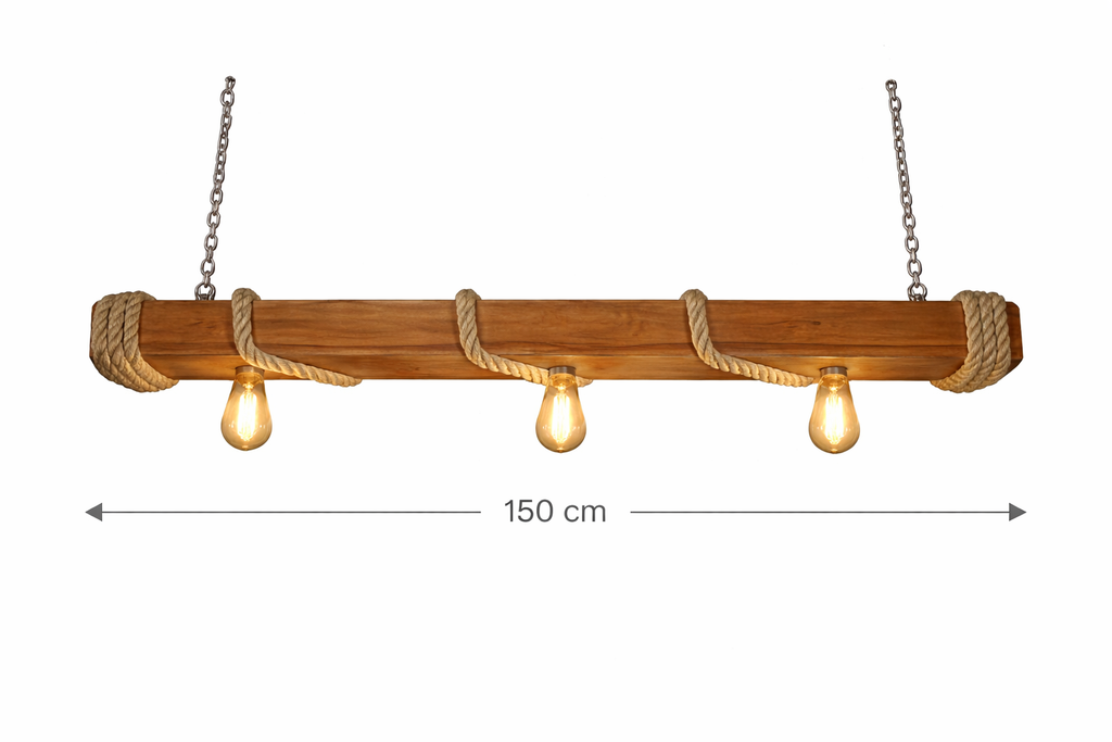 Lámpara Colgante “Muelle Extra Largo” – 3 Focos – 150 cm x 15 cm / Color Chocolate