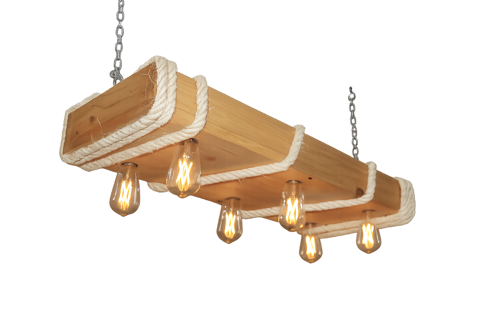 Lámpara Colgante “Viga Marina” Color Claro – 6 Focos – 80 cm x 30 cm