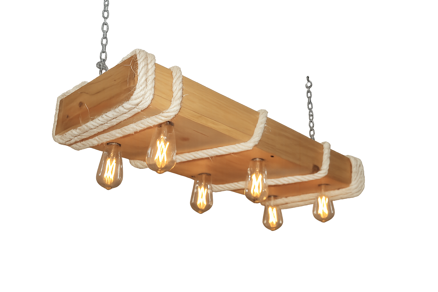 Lámpara Colgante “Viga Marina” Color Claro – 6 Focos – 80 cm x 30 cm