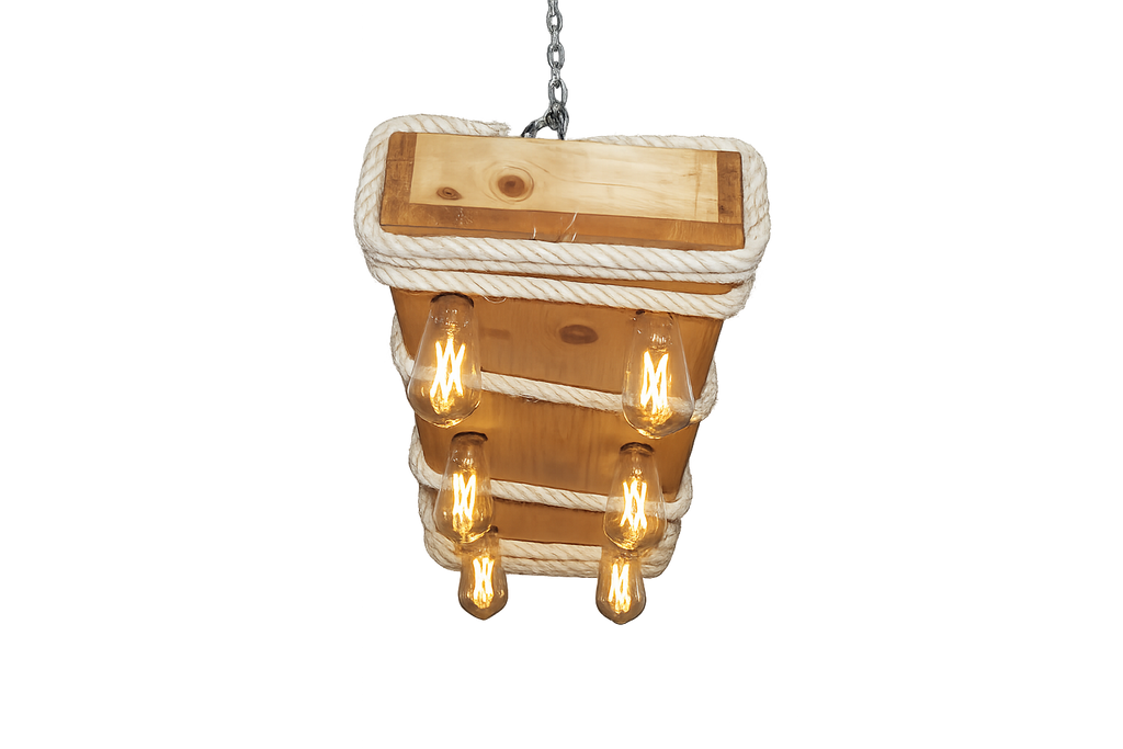 Lámpara Colgante “Viga Marina” Color Claro – 6 Focos – 80 cm x 30 cm