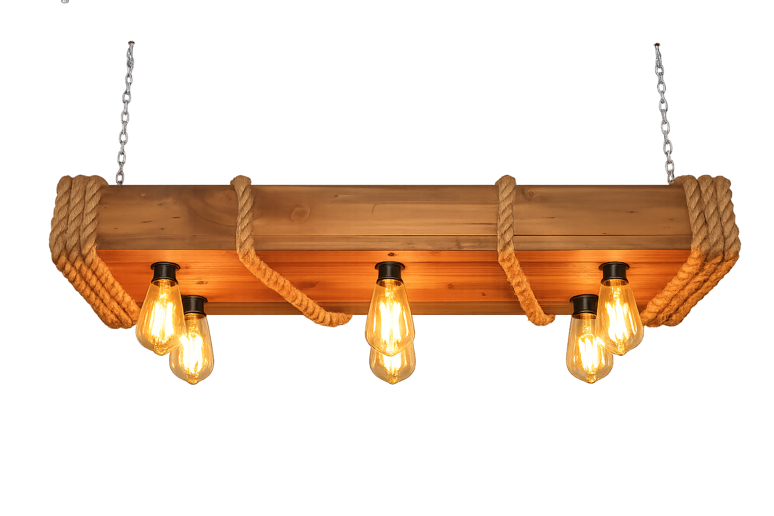 Lámpara Colgante “Viga Marina” – 3 Focos – 80 cm x 30 cm